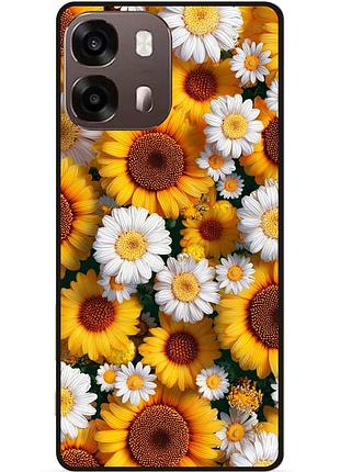 Силіконовий чохол бампер для oppo a6s з малюнком квіти соняшник з ромашками