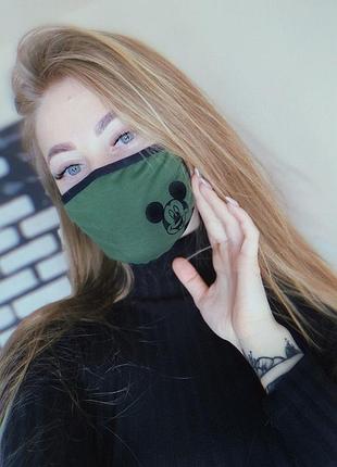 Маска женская мики маус хаки #