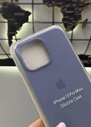 Чехол с микрофиброй silicone case для iphone 15 pro max, чехол-накладка для айфон 15 про макс (синий) 2