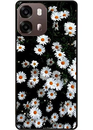 Силиконовый чехол бампер для oppo a6s с рисунком цветы ромашки