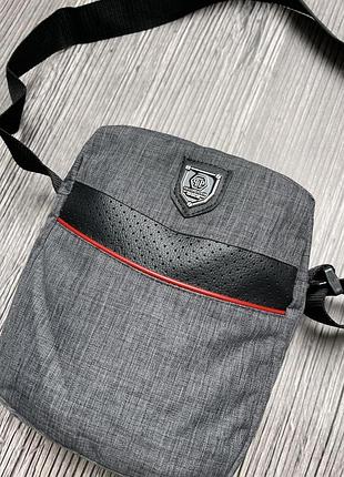 Борсетка из полиэстера philipp plein темно-серый меланж #
