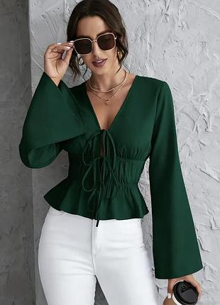 Блуза зеленая с длинным рукавом shein