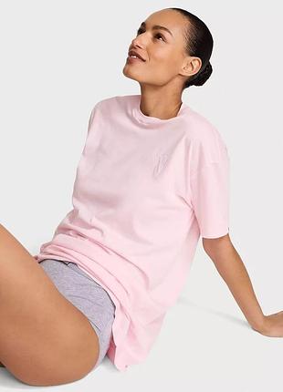 Хлопковая футболка victoria’s secret 100% cotton oversize розовый s