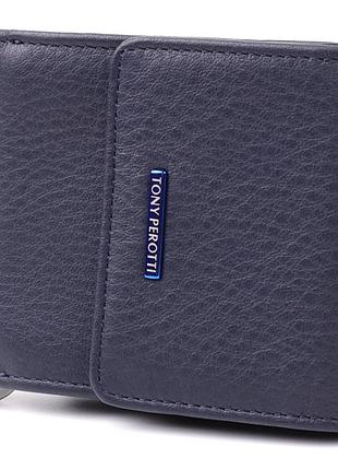 Вертикальный мужской зажим из зернистой натуральной кожи tony perotti 20862_1 (3595 navy) синий