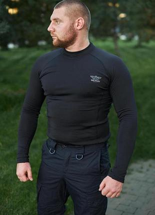 Реглан микродайвинг на флисе military, black (черный)