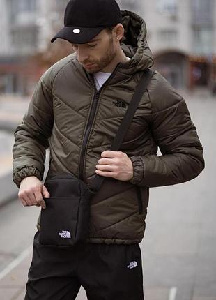 Комплект чоловічий: куртка active tnf хакі + штани tnf чорні. барсетка tnf у подарунок!