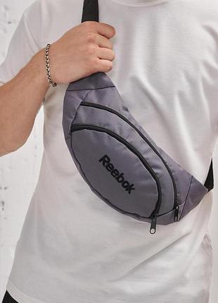 Бананка reebok серая с черным лого #