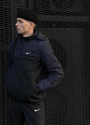 Анорак мужской утепленный nike сине-черный #