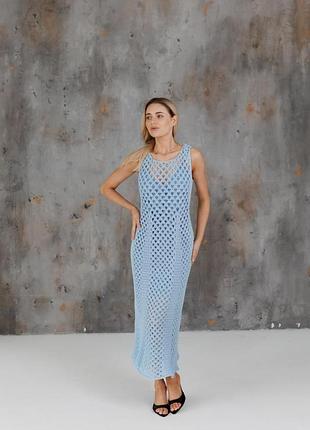 Женское летнее платье аура голубое art knit