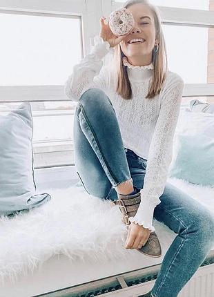 Білий мереживний гольф, ажурний білий гольф dilvin