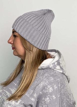 В'язана шапка жіноча сіра art knit