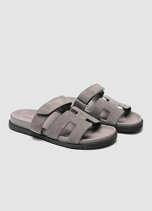 Hermes chypre sandals grey suede 3