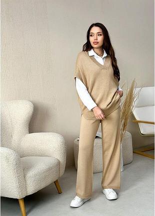 Штаны вязаные бежевые jolie art knit