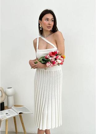 Топ в'язаний з косими лямками joy молочний art knit