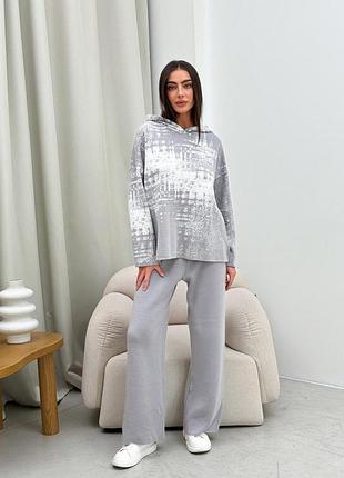 Штаны женские вязаные серые vibe art knit