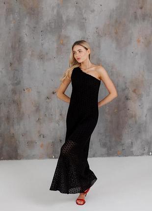 Женское платье на одно плечо грация черное art knit