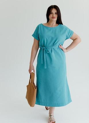 Платье женское свободного кроя бирюзовое маргарет art knit