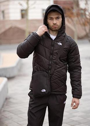 Комплект мужской: куртка active tnf черная + штаны tnf черные. барсетка tnf у подарунок!