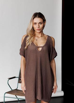 Вязаная туника тренд шоколад art knit
