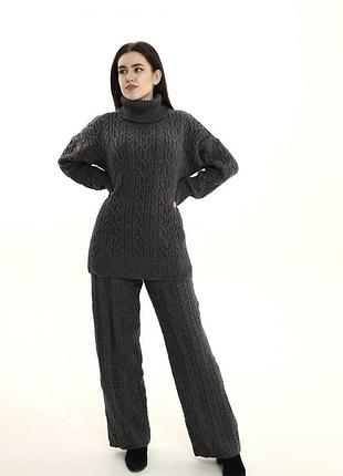Штани з візерунком графіт art knit