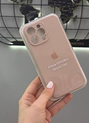 Чохол з мікрофіброю закрита камера silicone case для iphone 15 pro max,чохол-накладка для айфон 15 про макс (пудровий)