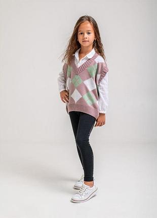 Жилетка ромб розовая art knit