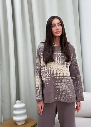 Свитшот женский вязаный шоколад vibe art knit
