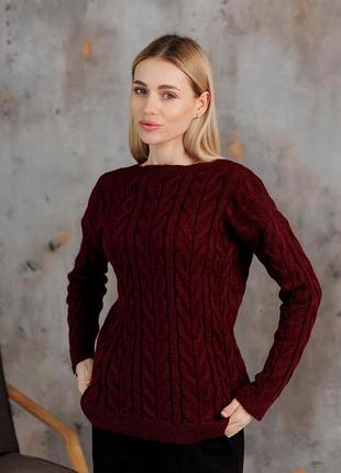 Вязаный женский джемпер асоль бордовый с люрексом art knit