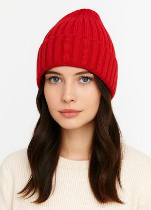 Шапка в'язана жіноча червона art knit