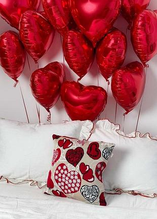 В'язана декоративна подушка серця love тм прованс