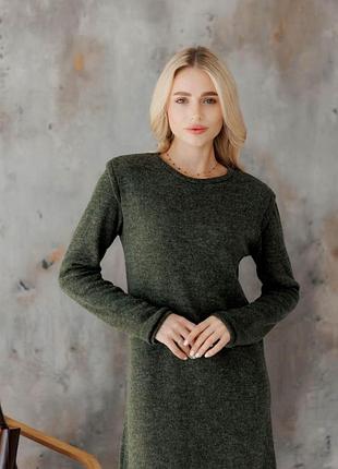 Сукня міді в'язана темно-зелена ніколь art knit