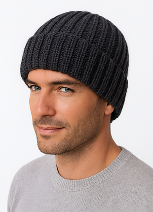 Шапка чоловіча в'язана графіт art knit