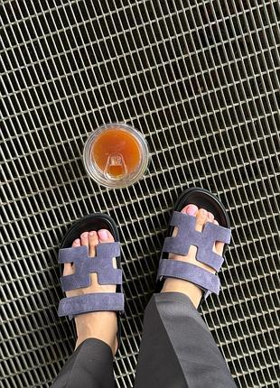 Hermes chypre sandals violet suede 2