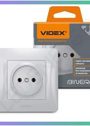 Розетка одинарная videx binera серебристый шёлк без заземления для подключения электротехники sku_oledim_vf-bnsk1-ss