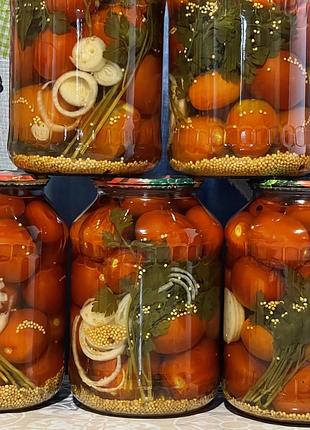 Помідори домашні, мариновані,з гірчицею,1,5 л. 2