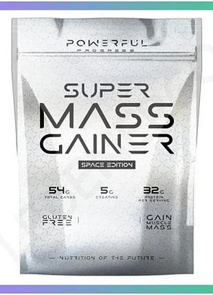 Гейнер powerful progress super mass gainer 1 кг банан високовуглеводний для набору м'язової маси та ві sku_fitsh_cn3220-3