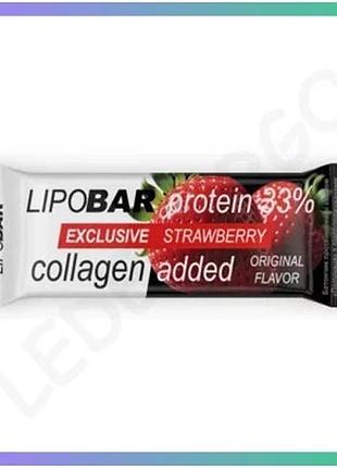 Протеїновий батончик lipobar exclusive 50г полуниця для енергії та відновлення м'язів перекус спортивн sku_dsn_2023-10-7054