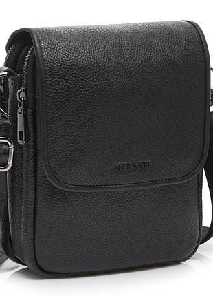 Кожаная мужская сумка-мессенджер 24х20х6, барсетка через плечо tiding bag td-23433 черная