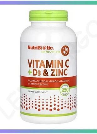 Витамины c d3 и цинк nutribiotic 250 капсул чистая форма для иммунной системы и здоровья костей sku_dsn_2023-10-5477