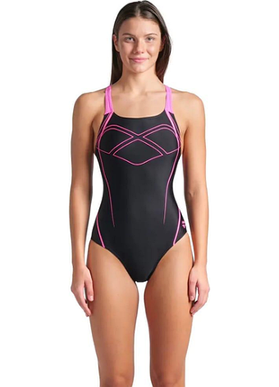 Купальник слитный для женскийошек arena graphic swimsuit swim pro back черный, розовый женский 44 (009024-590)