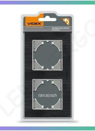 Рамка videx binera на 2 места горизонтальная черный алюминий для выключателей и розеток sku_oledim_vf-bnfra2h-b