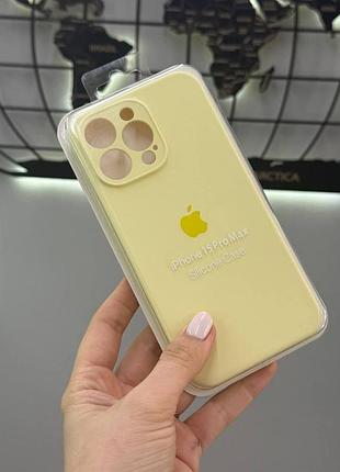 Чохол з мікрофіброю закрита камера silicone case для iphone 15 pro max,чохол-накладка для айфон 15 про макс (лимонний)