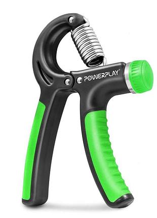 Эспандер кистевой powerplay pp- 4323 с регулируемой нагрузкой 10-40 кг. strength grip черно-зеленый