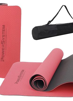Килимок для йоги та фітнесу power system ps-4060 tpe yoga mat premium red (183х61х0.6)