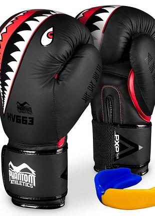 Боксерські рукавиці phantom fight squad schwarz black 16 унцій (капа в подарунок)