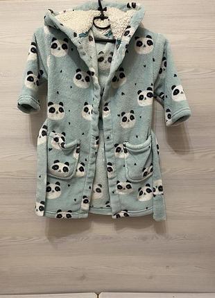 Махровий халат m&s  з пандами (4-5 років, 104-110 см)