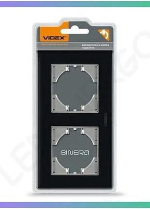 Рамка videx binera черное стекло на 2 места горизонтальная для выключателей и розеток sku_oledim_vf-bnfrg2h-b