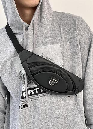 Бананка кожзаменитель черный philipp plein (мал.) #