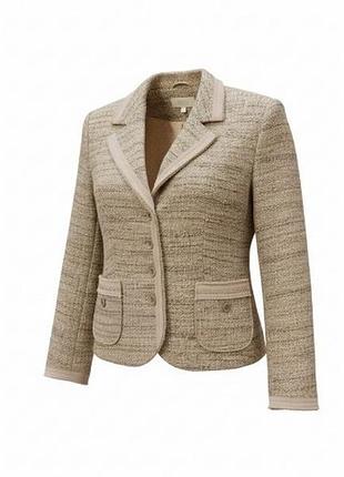 Твидовый жакет marks &amp; spencer / бежевый пиджак с шерстью (размер l-xl / uk 14)