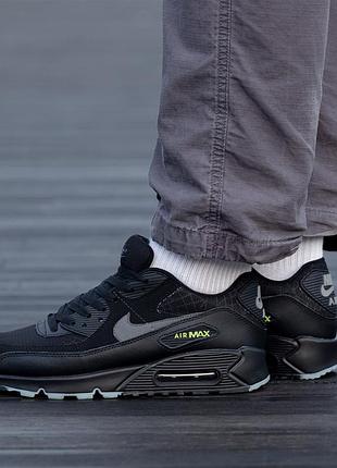 Кроссовки nike air max 90 black grey green